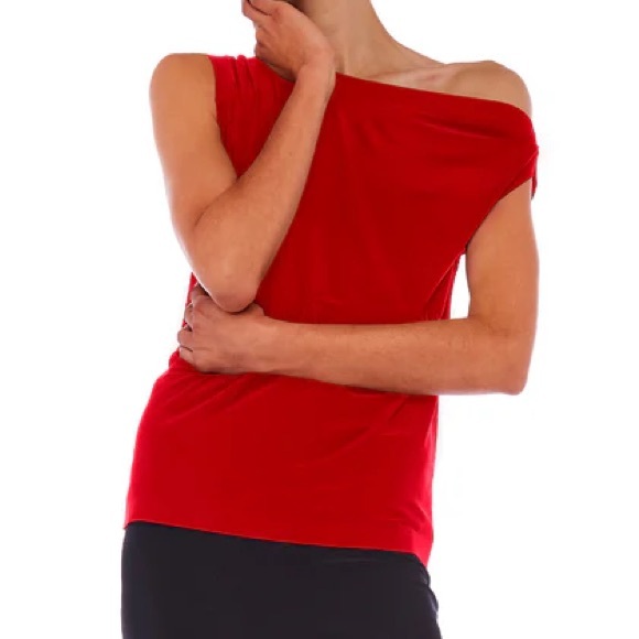 Norma Kamali Tops - Norma Kamali Red Off-Shoulder Blouse